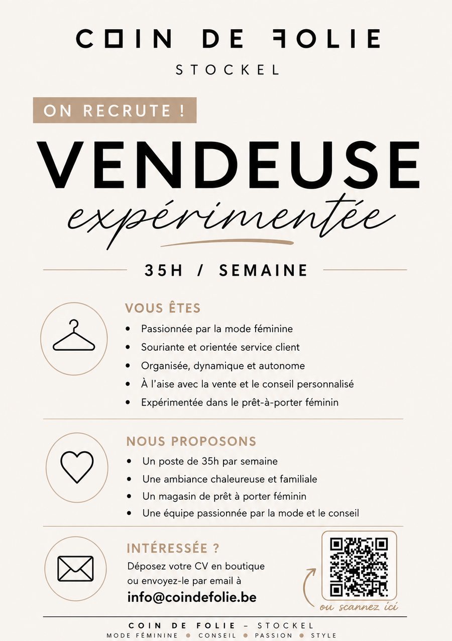 Coin de Folie recrute une vendeuse expérimentée